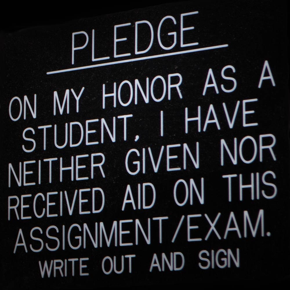 Honor pledge plaque